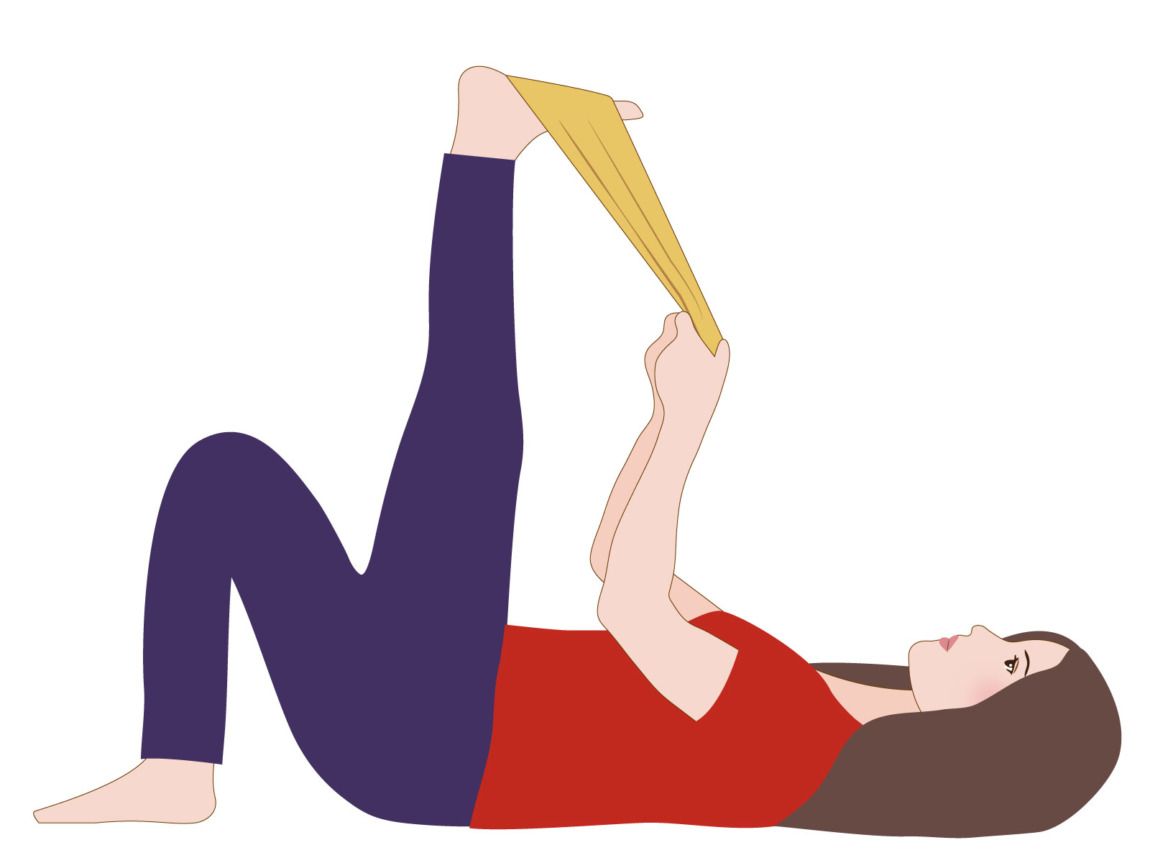 足の裏のストレッチをする女性のイラスト