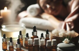 アロマオイルの香りで癒されて睡眠する女性