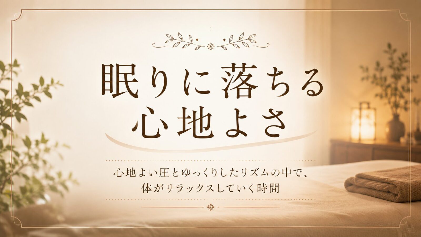 眠りに落ちる心地よさと心地よい圧で体がリラックスしていく時間を表現したイメージ画像